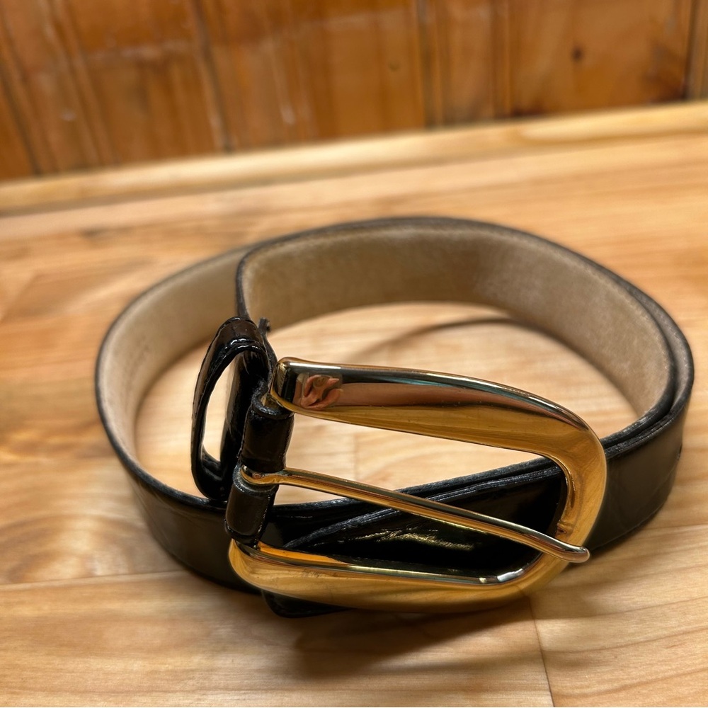Liz Claiborne Vintage Black Croc Embossed Black Leather Belt. Size Medium.